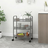 vidaXL Keukentrolley 3-laags 46x26x64 cm ijzer zwart