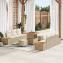 vidaXL Tuinbank Set 9 pcs Zwart Poly Riet en Poedergecoat Staal