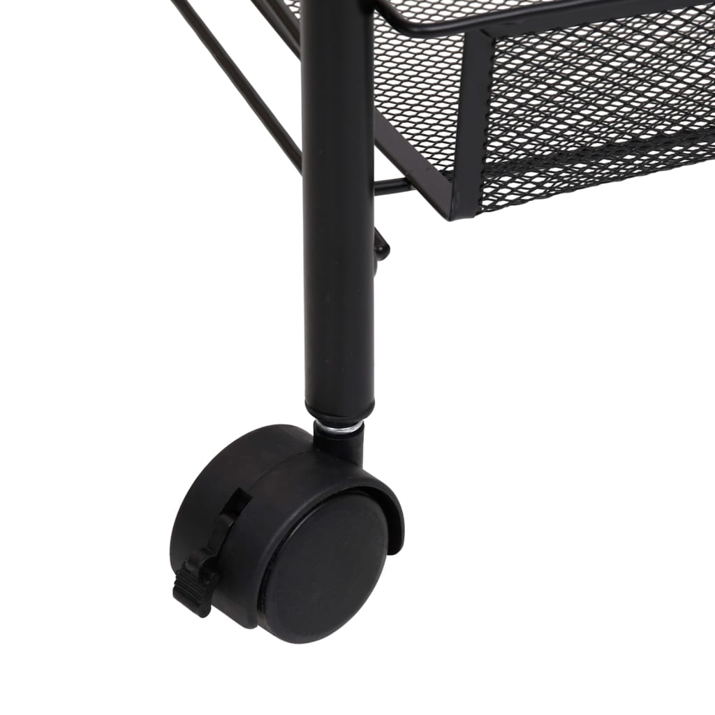 vidaXL Keukentrolley 3-laags 46x26x64 cm ijzer zwart
