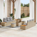 vidaXL Tuinbank Set 9 pcs Zwart Poly Riet en Poedergecoat Staal