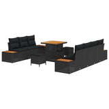 vidaXL Tuinbank Set 10 pcs Zwart Poly Riet en Poedergecoat Staal