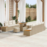 vidaXL Tuinbank Set 10 pcs Zwart Poly Riet en Poedergecoat Staal