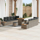 vidaXL Tuinbank Set 11 pcs Zwart Poly Riet en Poedergecoat Staal