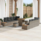 vidaXL Tuinbank Set 11 pcs Zwart Poly Riet en Poedergecoat Staal