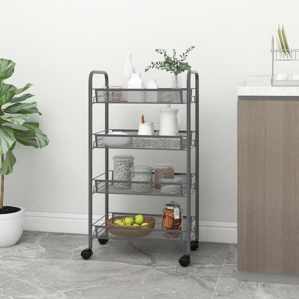 vidaXL Keukentrolley 3-laags 46x26x64 cm ijzer zwart
