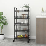 vidaXL Keukentrolley 3-laags 46x26x64 cm ijzer zwart