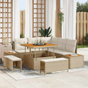 vidaXL Garden Sofa Set 8 pcs Black Poly Rattan and Powder-Coated Steel