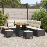 vidaXL Garden Sofa Set 8 pcs Black Poly Rattan and Powder-Coated Steel