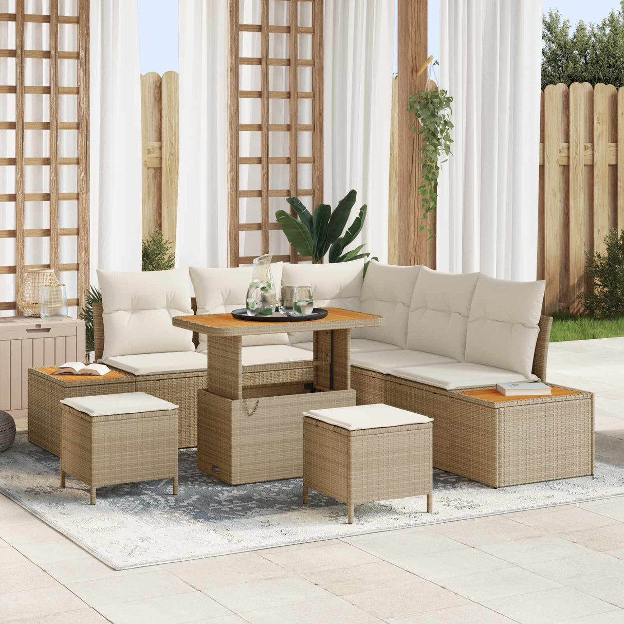 vidaXL Garden Sofa Set 8 pcs Black Poly Rattan and Powder-Coated Steel