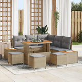 vidaXL Garden Sofa Set 8 pcs Black Poly Rattan and Powder-Coated Steel