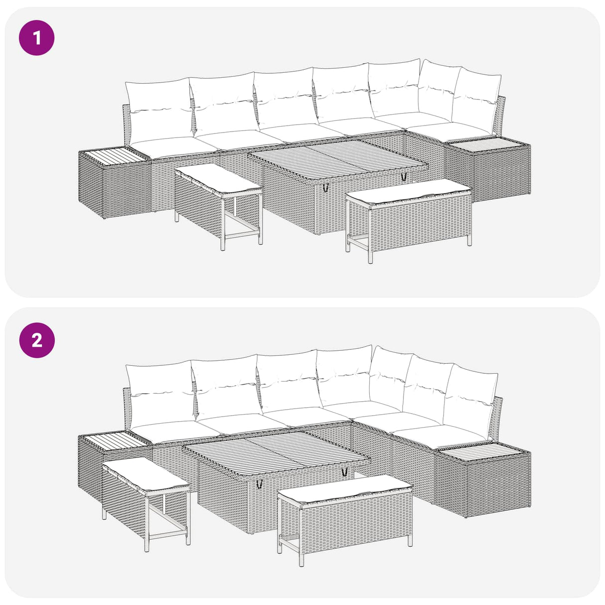 vidaXL Garden Sofa Set 9 pcs Black Poly Rattan and Powder-Coated Steel