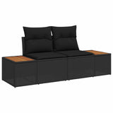 vidaXL Garden Sofa Set 9 pcs Black Poly Rattan and Powder-Coated Steel