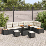 vidaXL Garden Sofa Set 9 pcs Black Poly Rattan and Powder-Coated Steel
