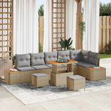 vidaXL Garden Sofa Set 9 pcs Black Poly Rattan and Powder-Coated Steel