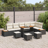 vidaXL Garden Sofa Set 9 pcs Black Poly Rattan and Powder-Coated Steel