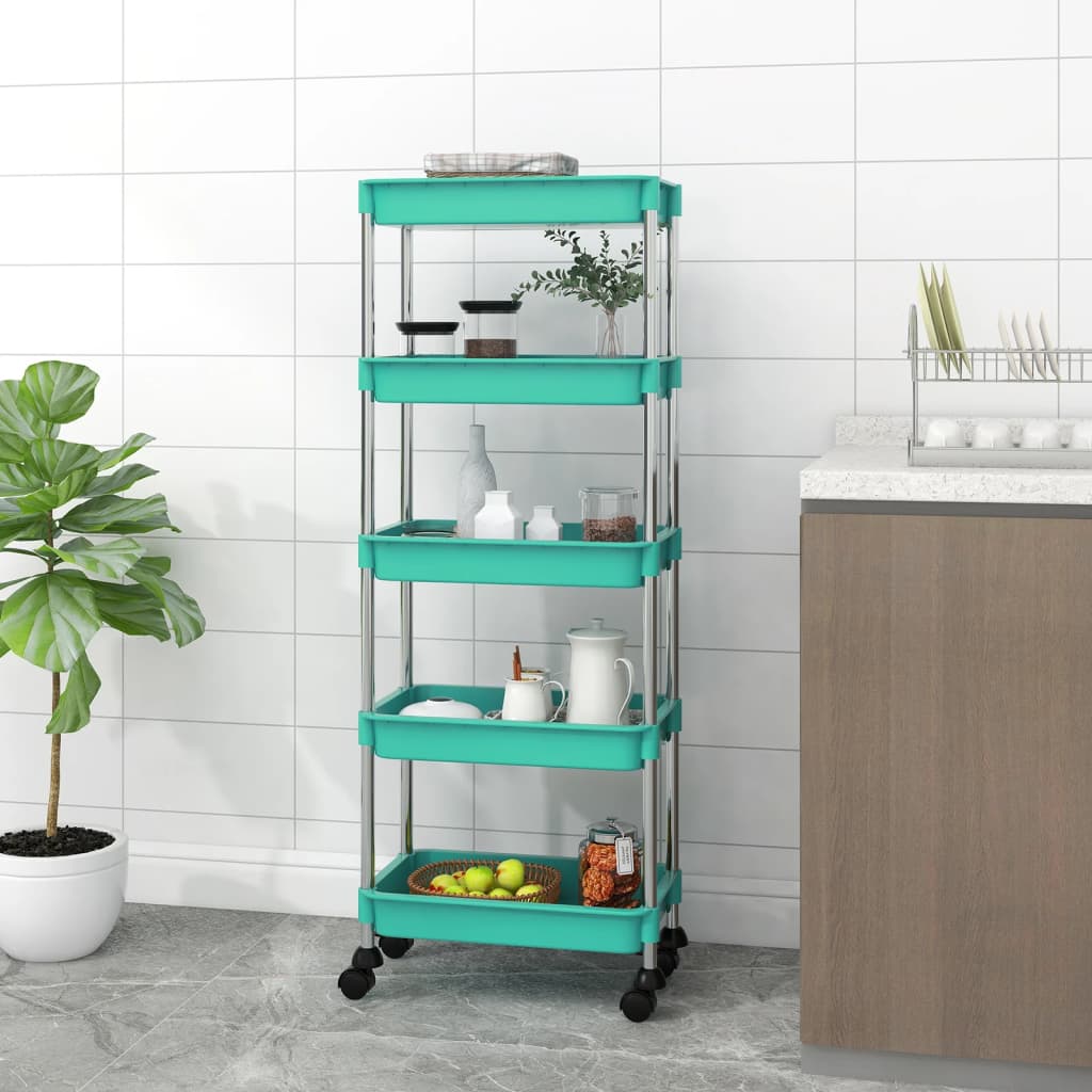 vidaXL Keukentrolley 5-laags 42x29x128 cm ijzer en ABS zwart