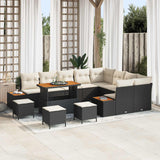 vidaXL Tuinbank Set 12 pcs Zwart Poly Riet en Poedergecoat Staal