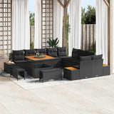 vidaXL Tuinbank Set 13 pcs Zwart Poly Riet en Poedergecoat Staal