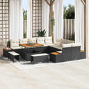 vidaXL Tuinbank Set 13 pcs Zwart Poly Riet en Poedergecoat Staal