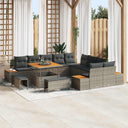 vidaXL Tuinbank Set 13 pcs Zwart Poly Riet en Poedergecoat Staal