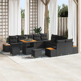 vidaXL Tuinbank Set 13 pcs Zwart Poly Riet en Poedergecoat Staal
