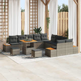 vidaXL Tuinbank Set 13 pcs Zwart Poly Riet en Poedergecoat Staal