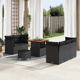 vidaXL Tuinbank Set 8 pcs Zwart Poly riet en gepoedercoat staal