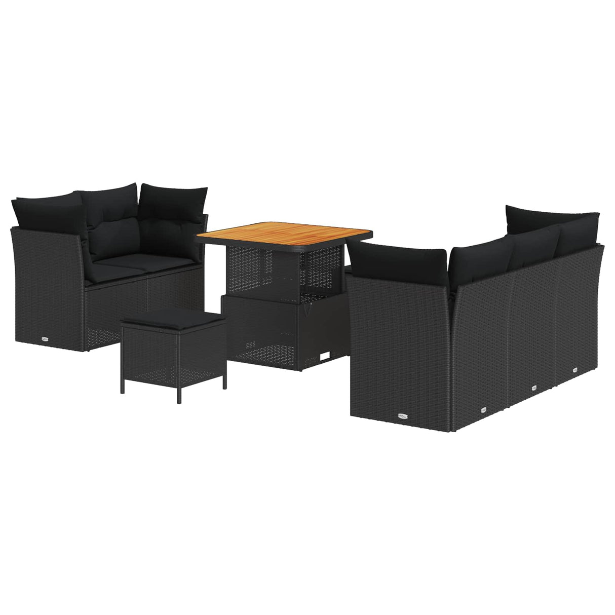 vidaXL Tuinbank Set 8 pcs Zwart Poly riet en gepoedercoat staal