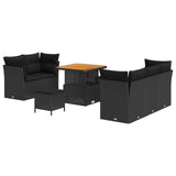 vidaXL Tuinbank Set 8 pcs Zwart Poly riet en gepoedercoat staal