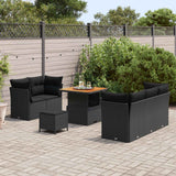 vidaXL Tuinbank Set 8 pcs Zwart Poly riet en gepoedercoat staal