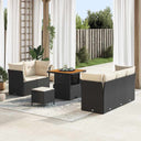 vidaXL Tuinbank Set 8 pcs Zwart Poly riet en gepoedercoat staal