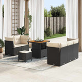 vidaXL Tuinbank Set 8 pcs Zwart Poly riet en gepoedercoat staal