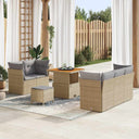 vidaXL Tuinbank Set 8 pcs Zwart Poly riet en gepoedercoat staal