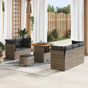 vidaXL Tuinbank Set 8 pcs Zwart Poly riet en gepoedercoat staal
