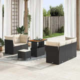 vidaXL Tuinbank Set 8 pcs Zwart Poly riet en gepoedercoat staal