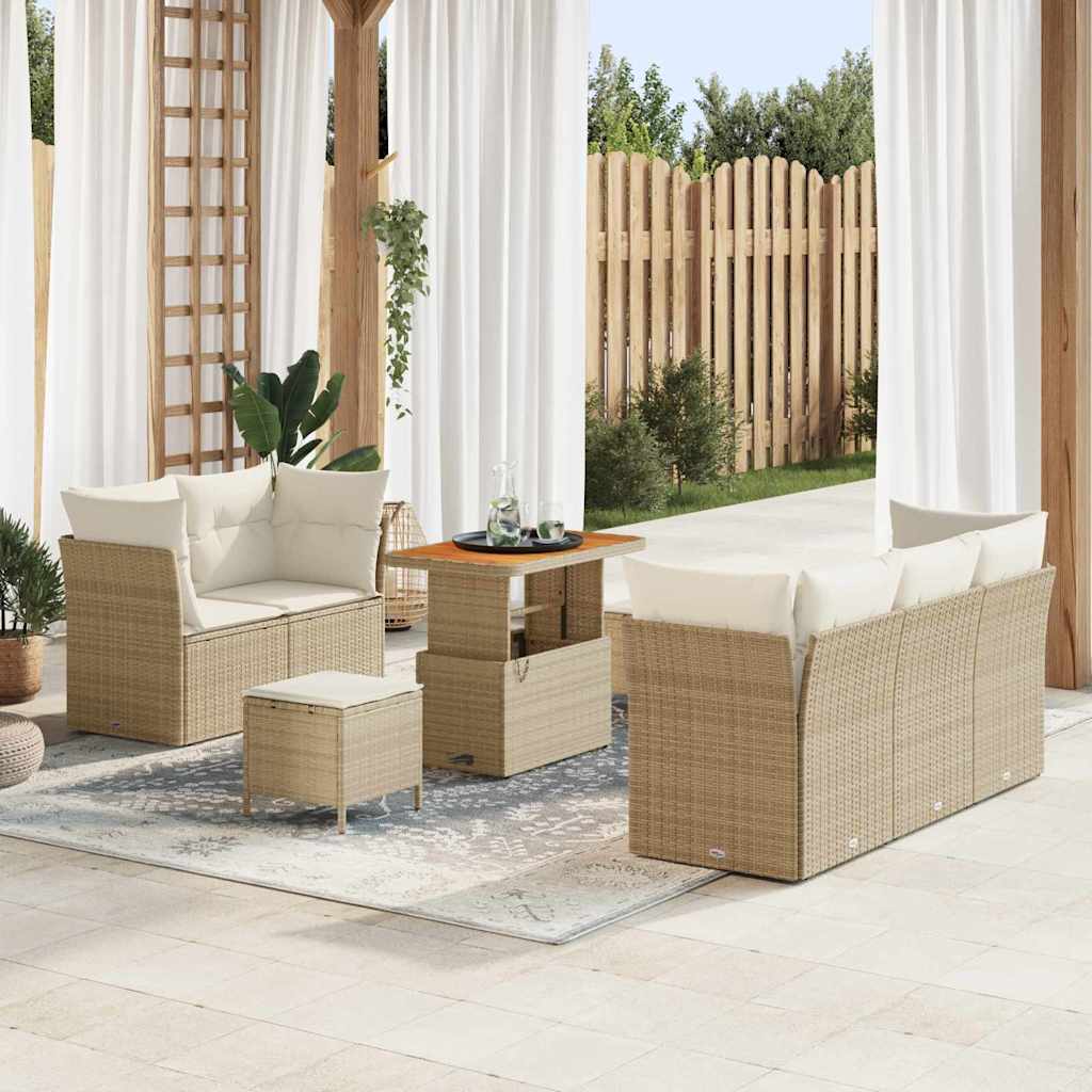 vidaXL Tuinbank Set 8 pcs Zwart Poly riet en gepoedercoat staal