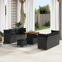 vidaXL Tuinbank Set met kussen 9 pcs Zwart poly rattan