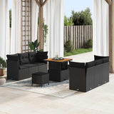 vidaXL Tuinbank Set met kussen 9 pcs Zwart poly rattan
