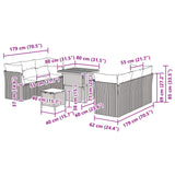 vidaXL Tuinbank Set met kussen 9 pcs Zwart poly rattan