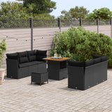 vidaXL Tuinbank Set met kussen 9 pcs Zwart poly rattan