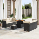 vidaXL Tuinbank Set met kussen 9 pcs Zwart poly rattan