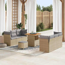 vidaXL Tuinbank Set met kussen 9 pcs Zwart poly rattan