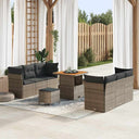 vidaXL Tuinbank Set met kussen 9 pcs Zwart poly rattan