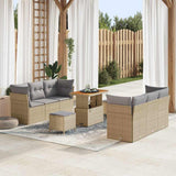 vidaXL Tuinbank Set met kussen 9 pcs Zwart poly rattan