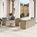 vidaXL Tuinbank Set 10 pcs Zwart Poly rattan en gepoedercoat staal