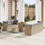 vidaXL Tuinbank Set 10 pcs Zwart Poly rattan en gepoedercoat staal