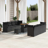 vidaXL Tuinbank Set met kussen 11 pcs Zwart poly rattan