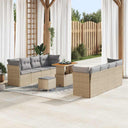 vidaXL Tuinbank Set met kussen 11 pcs Zwart poly rattan