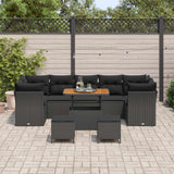 vidaXL Tuinbank Set 10 pcs Zwart Poly rattan en gepoedercoat staal