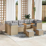 vidaXL Tuinbank Set 10 pcs Zwart Poly rattan en gepoedercoat staal